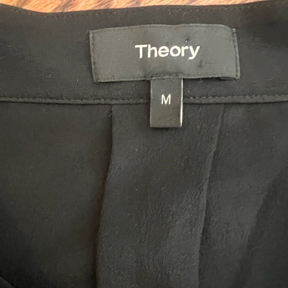 Theory Joscla Silk Off-Shoulder Blouse M Black Chiffon Puff Sleeve Top - Picture 3 of 8